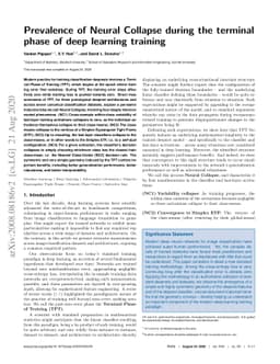 Prevalence of Neural Collapse during the terminal phase of deep learning
  training