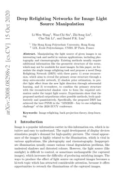 Deep Relighting Networks for Image Light Source Manipulation