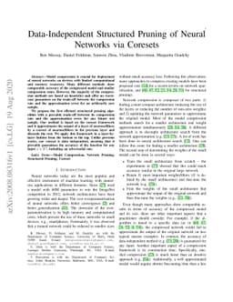 Data-Independent Structured Pruning of Neural Networks via Coresets