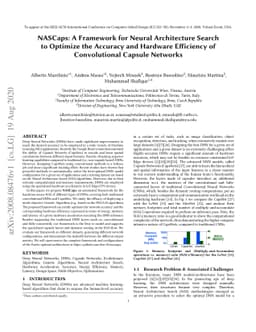 NASCaps: A Framework for Neural Architecture Search to Optimize the
  Accuracy and Hardware Efficiency of Convolutional Capsule Networks