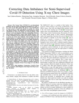 Correcting Data Imbalance for Semi-Supervised Covid-19 Detection Using
  X-ray Chest Images