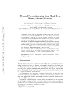 Demand Forecasting using Long Short-Term Memory Neural Networks