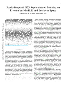 Spatio-Temporal EEG Representation Learning on Riemannian Manifold and
  Euclidean Space