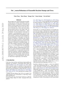 On $\ell_p$-norm Robustness of Ensemble Stumps and Trees
