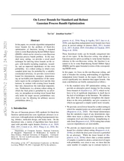 On Lower Bounds for Standard and Robust Gaussian Process Bandit
  Optimization