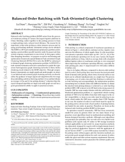 Balanced Order Batching with Task-Oriented Graph Clustering