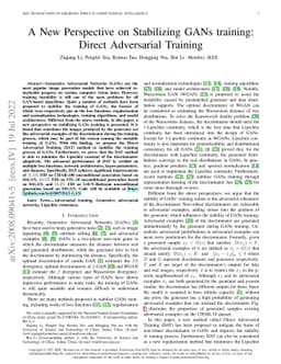 A New Perspective on Stabilizing GANs training: Direct Adversarial
  Training