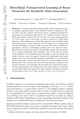 Meta-Sim2: Unsupervised Learning of Scene Structure for Synthetic Data
  Generation