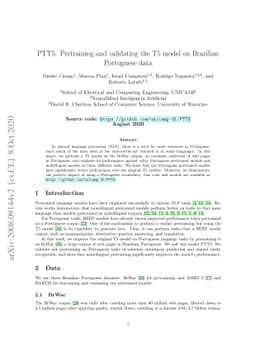 PTT5: Pretraining and validating the T5 model on Brazilian Portuguese
  data