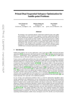 Primal-Dual Sequential Subspace Optimization for Saddle-point Problems