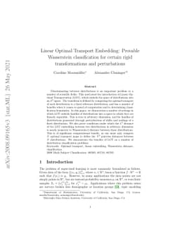 Linear Optimal Transport Embedding: Provable Wasserstein classification
  for certain rigid transformations and perturbations