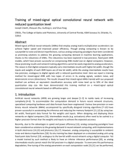 Training of mixed-signal optical convolutional neural network with
  reduced quantization level