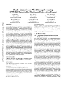 Dyadic Speech-based Affect Recognition using DAMI-P2C Parent-child
  Multimodal Interaction Dataset