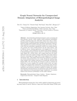 Graph Neural Networks for UnsupervisedDomain Adaptation of
  Histopathological ImageAnalytics