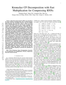 Kronecker CP Decomposition with Fast Multiplication for Compressing RNNs