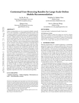 Contextual User Browsing Bandits for Large-Scale Online Mobile
  Recommendation