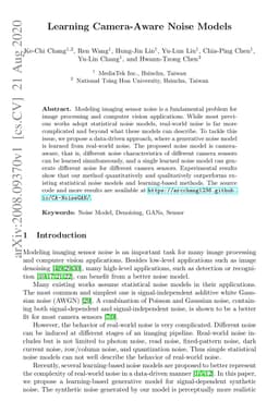 Learning Camera-Aware Noise Models