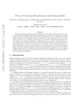 Privacy Preserving Recalibration under Domain Shift