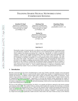 Training Sparse Neural Networks using Compressed Sensing