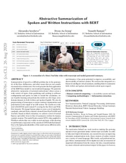 Abstractive Summarization of Spoken and Written Instructions with BERT