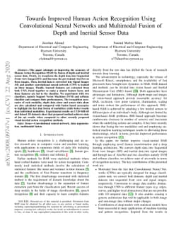 Towards Improved Human Action Recognition Using Convolutional Neural
  Networks and Multimodal Fusion of Depth and Inertial Sensor Data