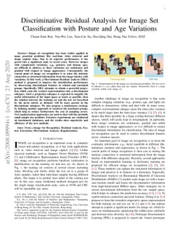 Discriminative Residual Analysis for Image Set Classification with
  Posture and Age Variations