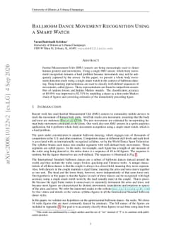 Ballroom Dance Movement Recognition Using a Smart Watch