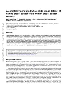 A completely annotated whole slide image dataset of canine breast cancer
  to aid human breast cancer research