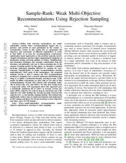 Sample-Rank: Weak Multi-Objective Recommendations Using Rejection
  Sampling