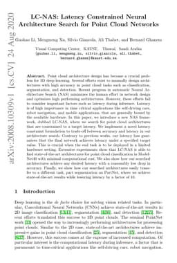LC-NAS: Latency Constrained Neural Architecture Search for Point Cloud
  Networks