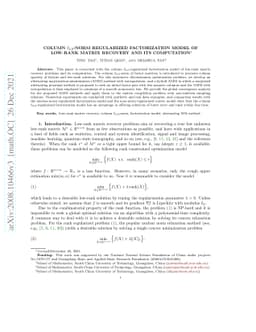 Column $\ell_{2,0}$-norm regularized factorization model of low-rank
  matrix recovery and its computation
