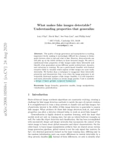 What makes fake images detectable? Understanding properties that
  generalize