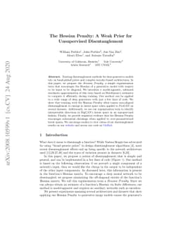 The Hessian Penalty: A Weak Prior for Unsupervised Disentanglement
