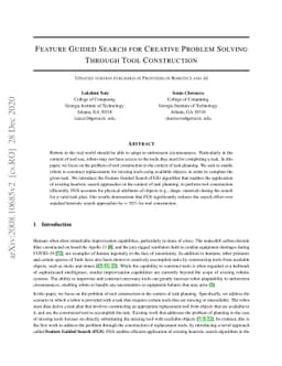 Feature Guided Search for Creative Problem Solving Through Tool
  Construction