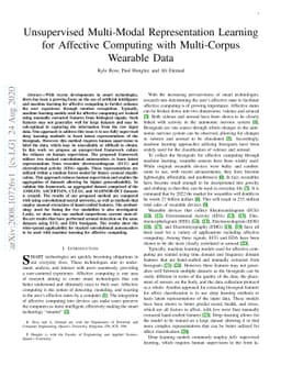 Unsupervised Multi-Modal Representation Learning for Affective Computing
  with Multi-Corpus Wearable Data