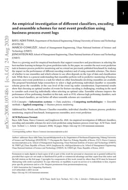 An empirical investigation of different classifiers, encoding and
  ensemble schemes for next event prediction using business process event logs