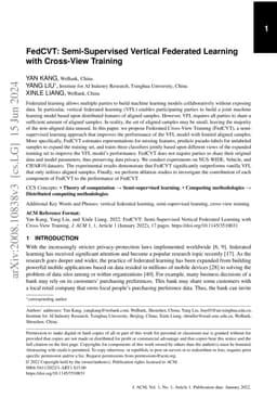FedCVT: Semi-supervised Vertical Federated Learning with Cross-view
  Training