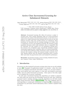 Active Class Incremental Learning for Imbalanced Datasets