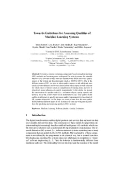 Towards Guidelines for Assessing Qualities of Machine Learning Systems