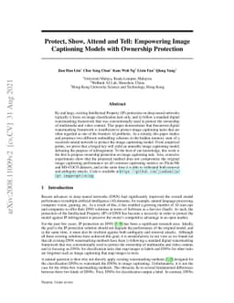 Protect, Show, Attend and Tell: Empowering Image Captioning Models with
  Ownership Protection