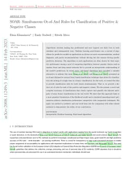 SOAR: Simultaneous Or of And Rules for Classification of Positive &
  Negative Classes