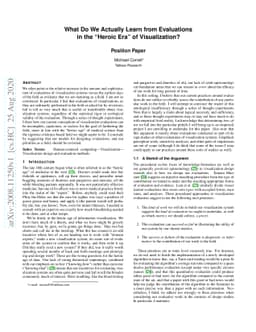 What Do We Actually Learn from Evaluations in the "Heroic Era" of
  Visualization?