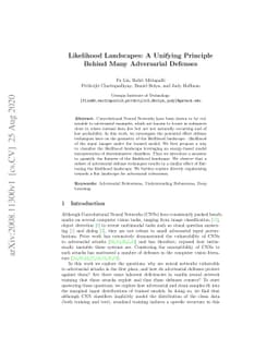 Likelihood Landscapes: A Unifying Principle Behind Many Adversarial
  Defenses