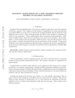 Gravilon: Applications of a New Gradient Descent Method to Machine
  Learning