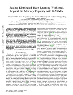 Scaling Distributed Deep Learning Workloads beyond the Memory Capacity
  with KARMA