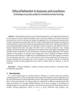 Ethical behavior in humans and machines -- Evaluating training data
  quality for beneficial machine learning