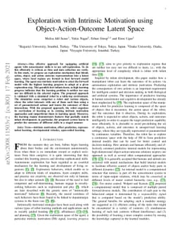 Exploration with Intrinsic Motivation using Object-Action-Outcome Latent
  Space