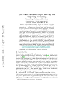 End-to-End 3D Multi-Object Tracking and Trajectory Forecasting