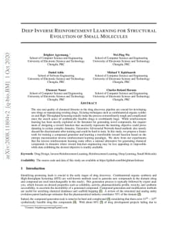 Deep Inverse Reinforcement Learning for Structural Evolution of Small
  Molecules