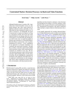 Constrained Markov Decision Processes via Backward Value Functions